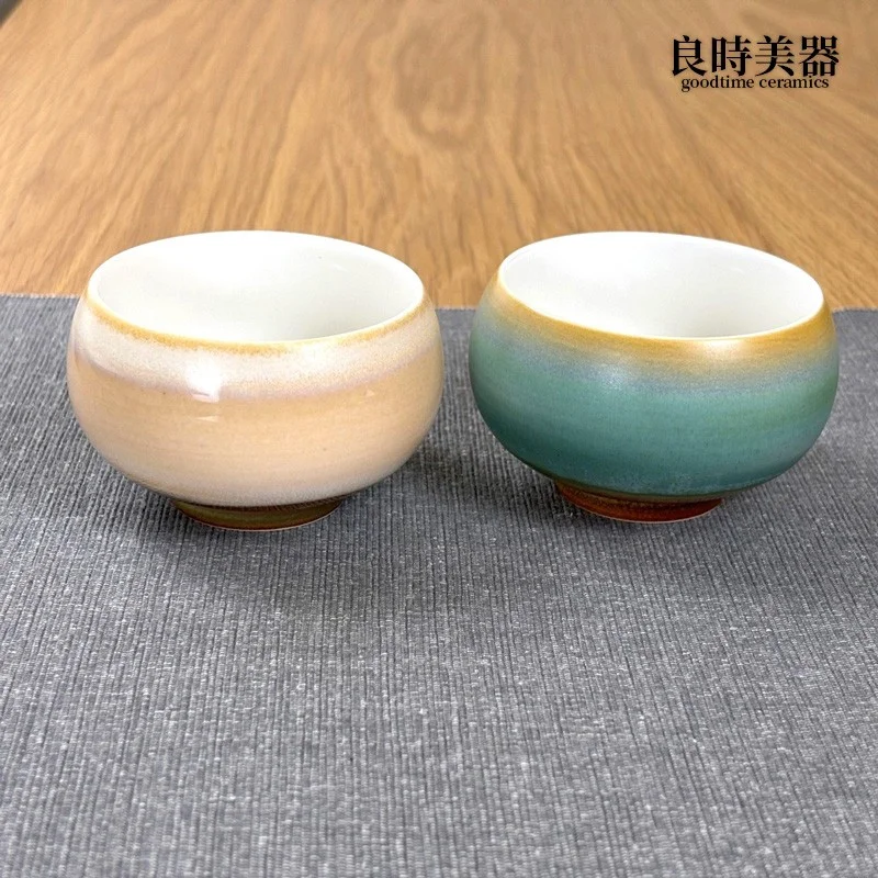 茗杯茶杯杯主人杯単杯のカンフー茶具 阿里山日出寬口杯品茗茶杯主人杯茶席杯內白100ml - 良時美器