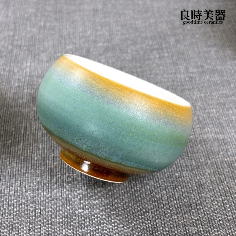 阿里山日出寬口杯品茗茶杯主人杯茶席杯內白100ml - 良時美器