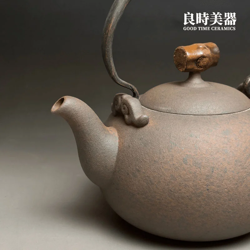 【墨泥】墨泥竹圓潤提梁壺500ml