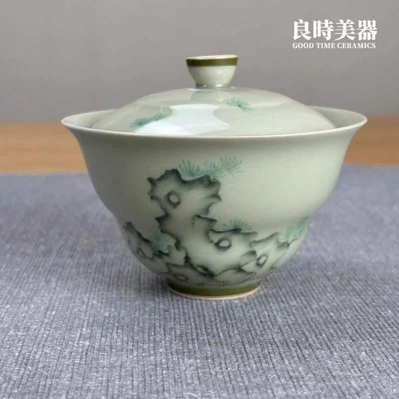 手繪綠石蓋碗 110ml