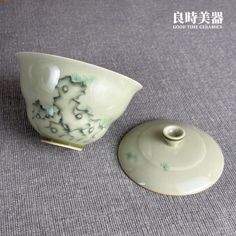 手繪綠石蓋碗 110ml