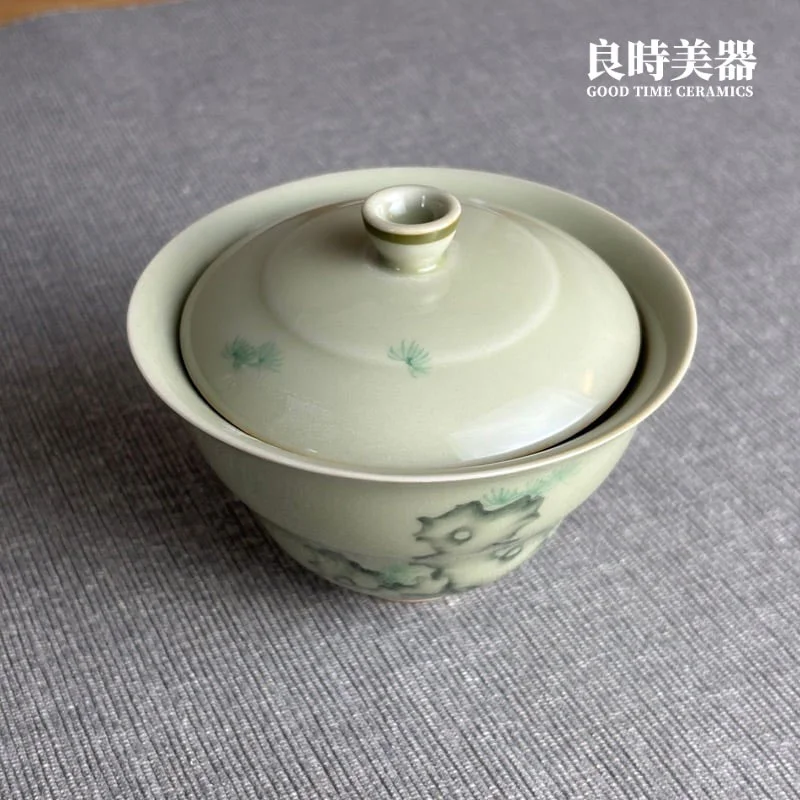 手繪綠石蓋碗 110ml