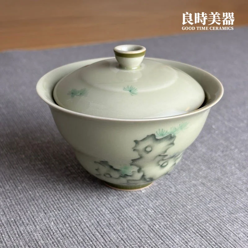 手繪綠石蓋碗 110ml