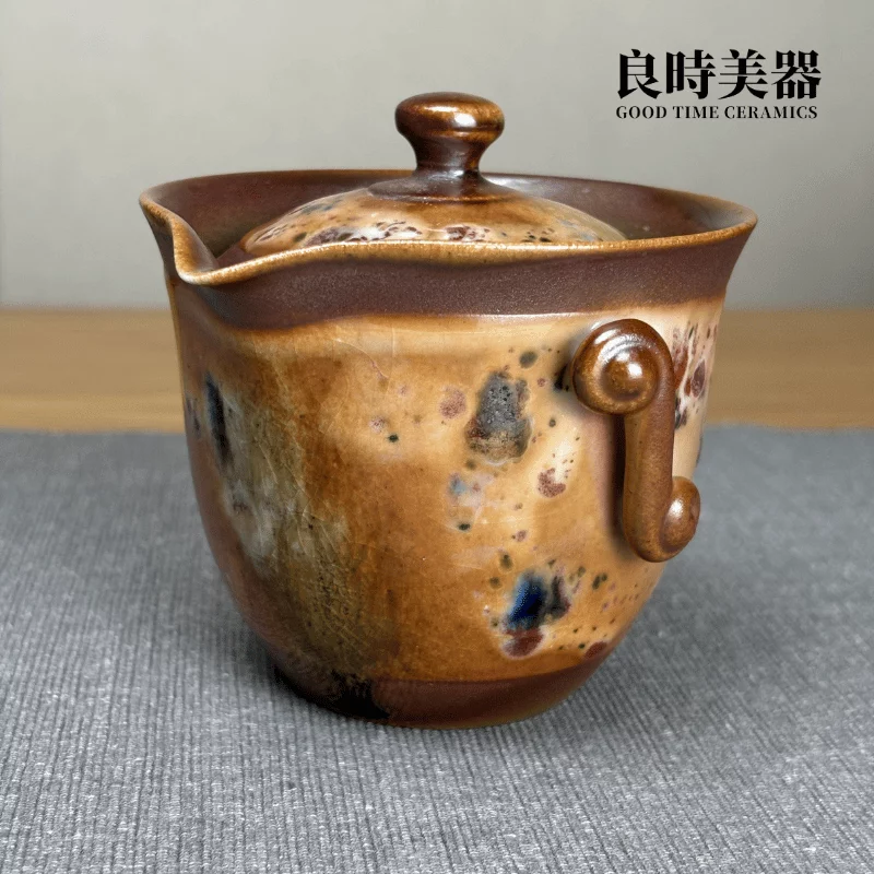 【王文玉】柴燒五彩岩礦蓋碗225ml