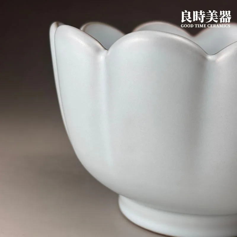 台灣汝窯 汝青蓮花式溫茶碗/汝窯茶洗/天青碗