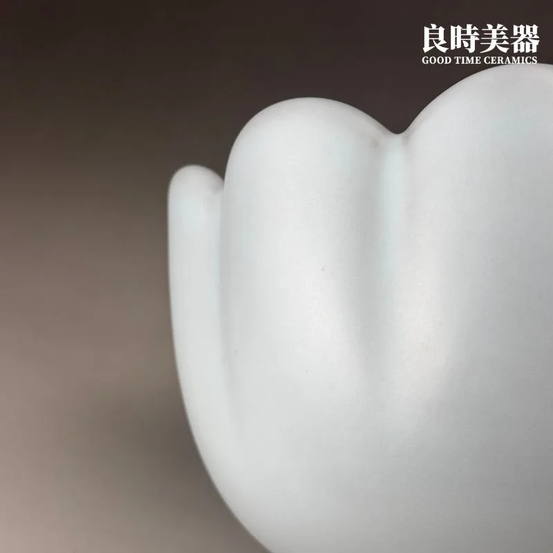 台灣汝窯 汝青蓮花式溫茶碗/汝窯茶洗/天青碗