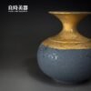 【許旭倫】金瓶黑釉茶葉罐 手繪金黑釉聚寶盆 半斤