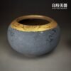 【許旭倫】金瓶黑釉茶葉罐 手繪金黑釉聚寶盆 半斤