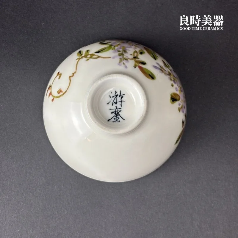 永隆】手繪紫藤花對杯(2杯) 75ml - 良時美器GoodTimeCeramics鶯歌茶具推薦