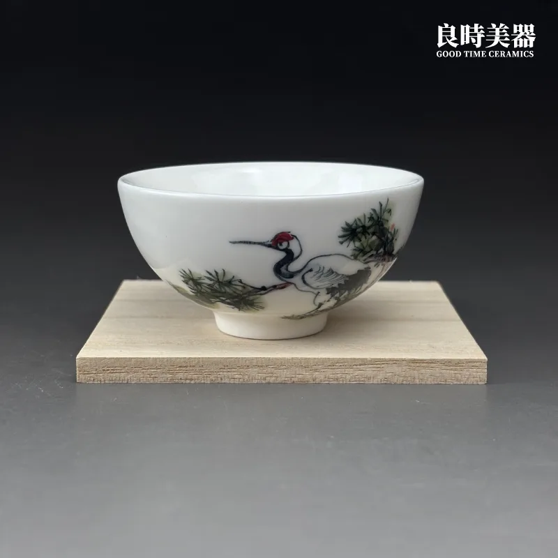 T-HMC2-10 (4) 【石川】陶瓷手繪鶴茶杯 75ml