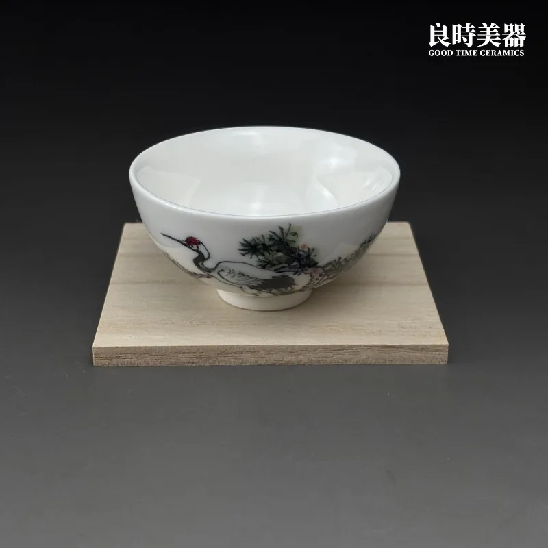 T-HMC2-10 (5) 【石川】陶瓷手繪鶴茶杯 75ml