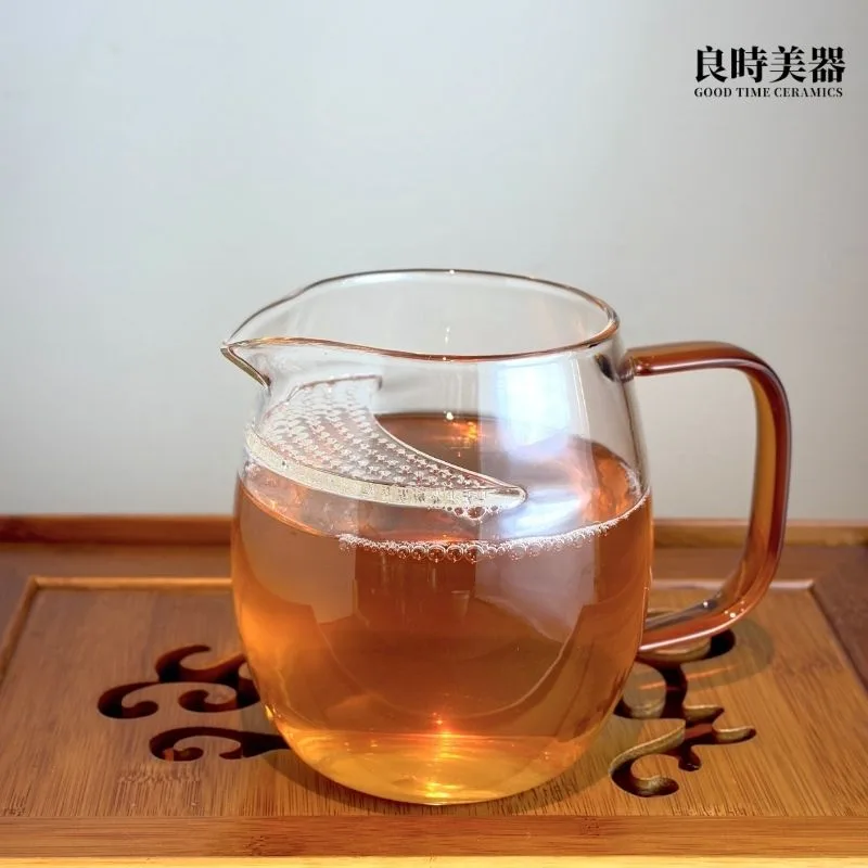 透心耐熱玻璃茶海(金/綠) 800ml