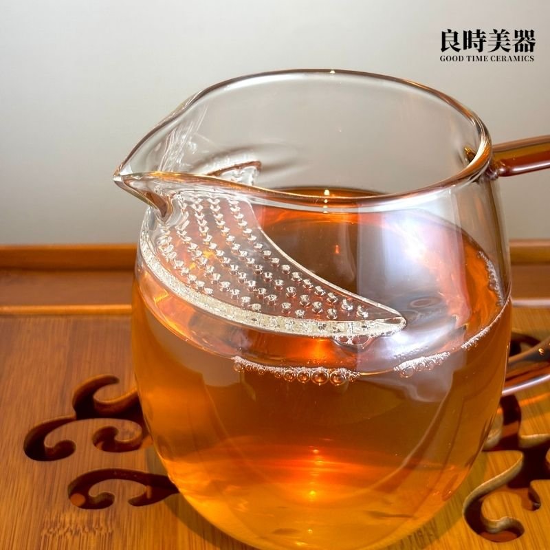 透心耐熱玻璃茶海(金/綠) 800ml