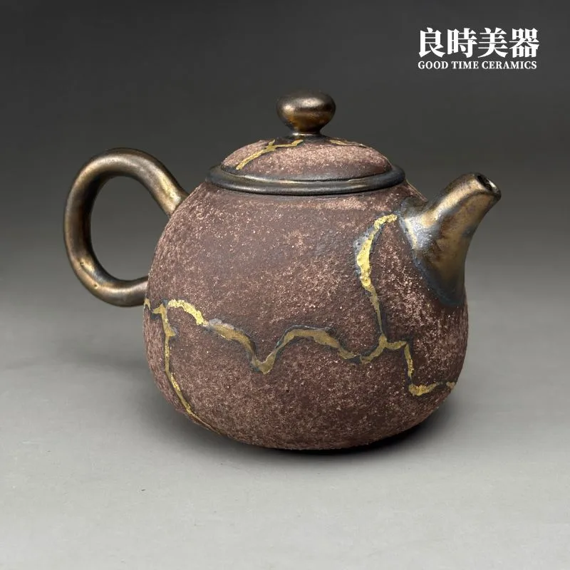 SGG-13 (6) 【周聖鈞】岩礦痕金梨形茶壺 200ml