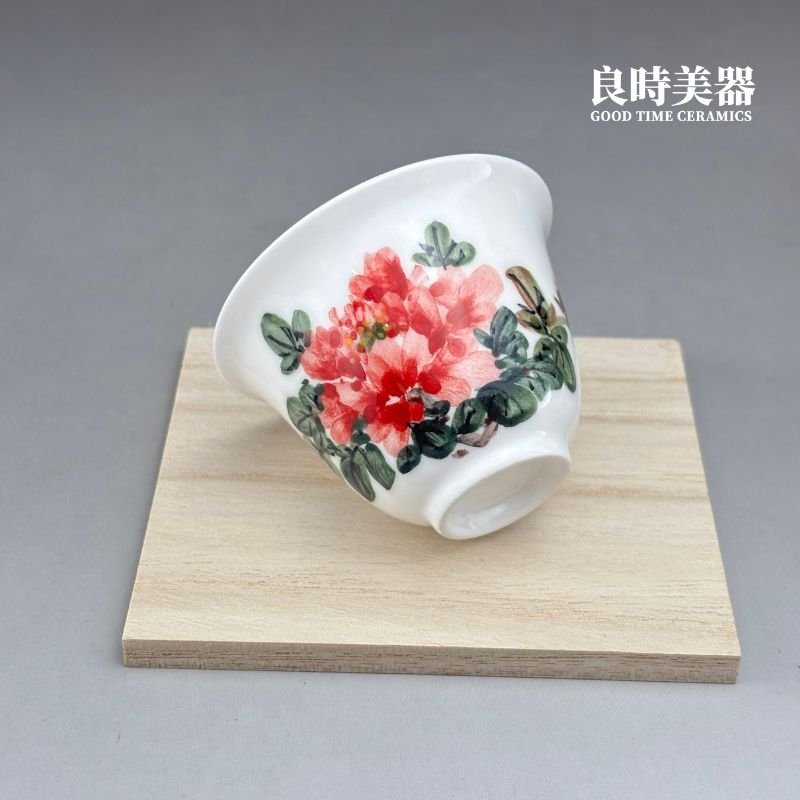 hmc2-12 (2) 【石川】手繪牡丹陶瓷對杯(兩入) 40ml