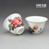 hmc2-12 (4) 【石川】手繪牡丹陶瓷對杯(兩入) 40ml