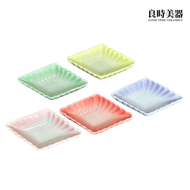 馬卡龍五色碟 復古菱形陶瓷小菜碟