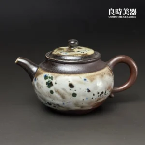 鶯歌名師王文玉手拉坯柴燒岩礦壺-專業茶具推薦-良時美器五彩窯變精品