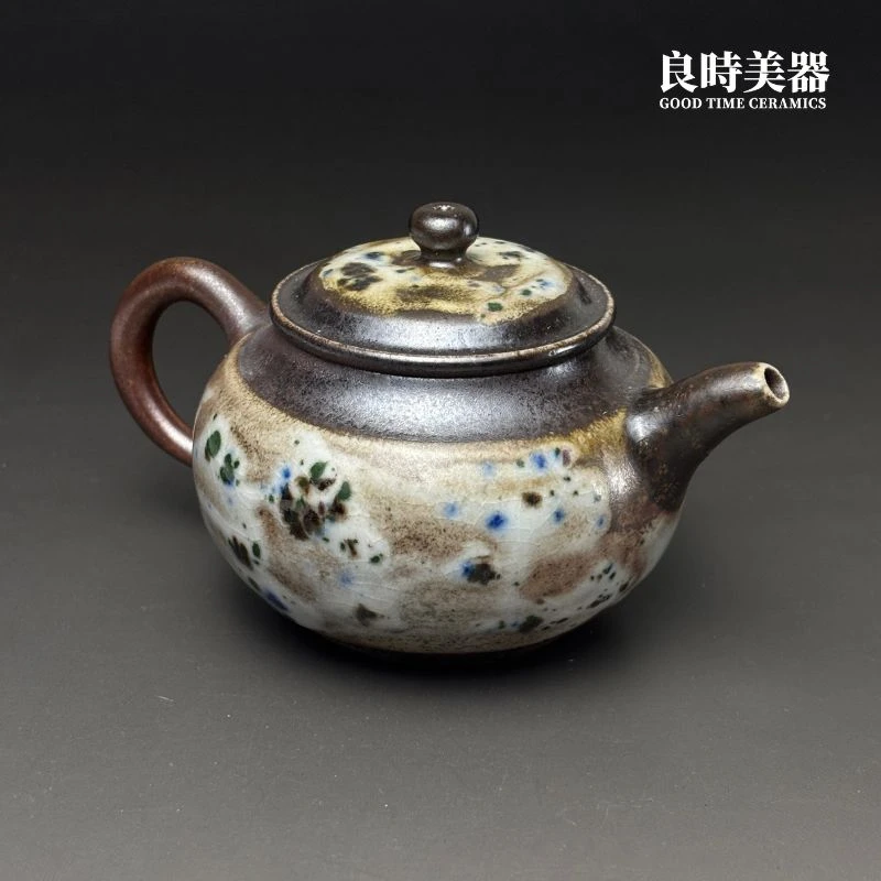 鶯歌名師王文玉手拉坯柴燒岩礦壺-專業茶具推薦-良時美器五彩窯變精品