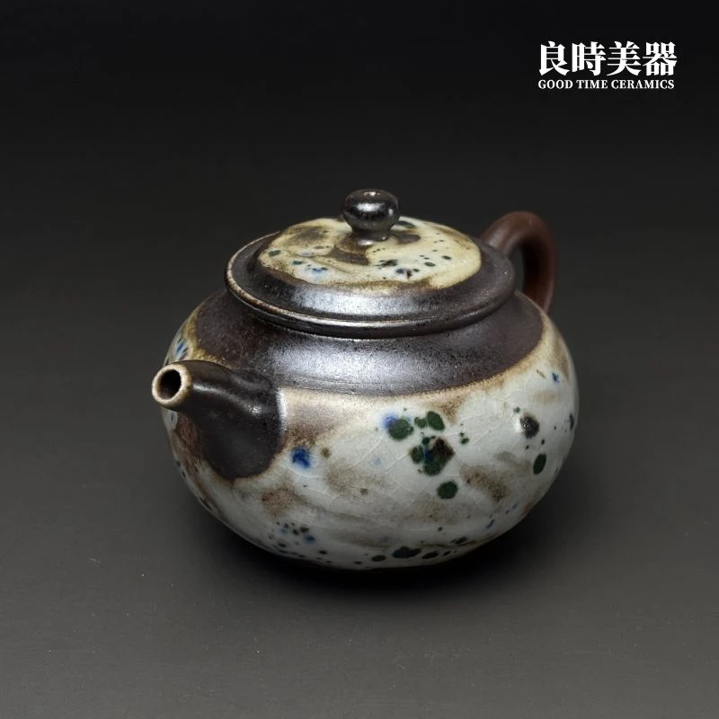 鶯歌名師王文玉手拉坯柴燒岩礦壺-專業茶具推薦-良時美器五彩窯變精品