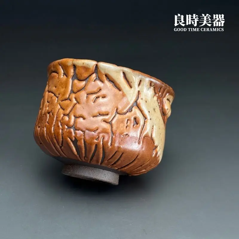 【許旭倫】手作石紋刻劃主人杯｜台灣名家陶瓷工藝｜鶯歌茶具精品