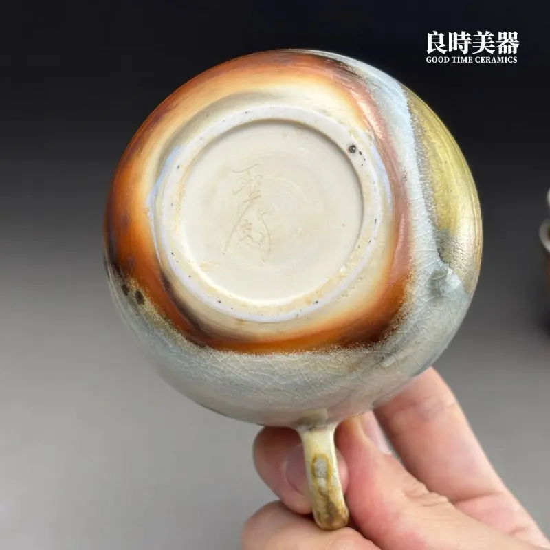 周聖鈞手作自然落柴燒壺落款-良時美器