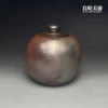 周聖鈞手作金銀彩柴燒茶葉罐-無釉落灰工藝-良時美器