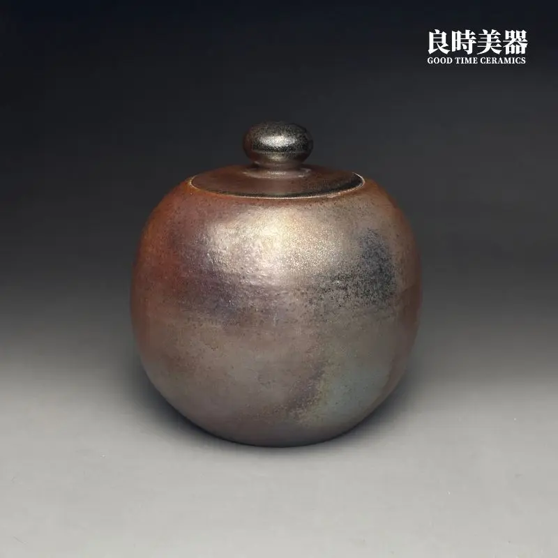 周聖鈞手作金銀彩柴燒茶葉罐-無釉落灰工藝-良時美器
