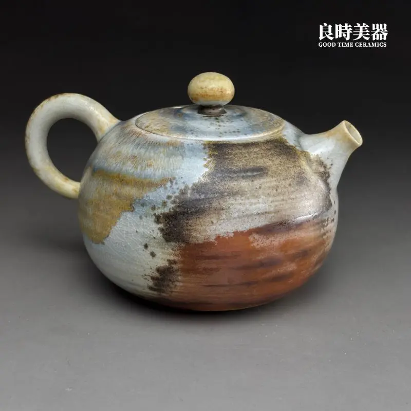 周聖鈞自然落灰茶壺-200cc-台灣名家陶瓷工藝側面