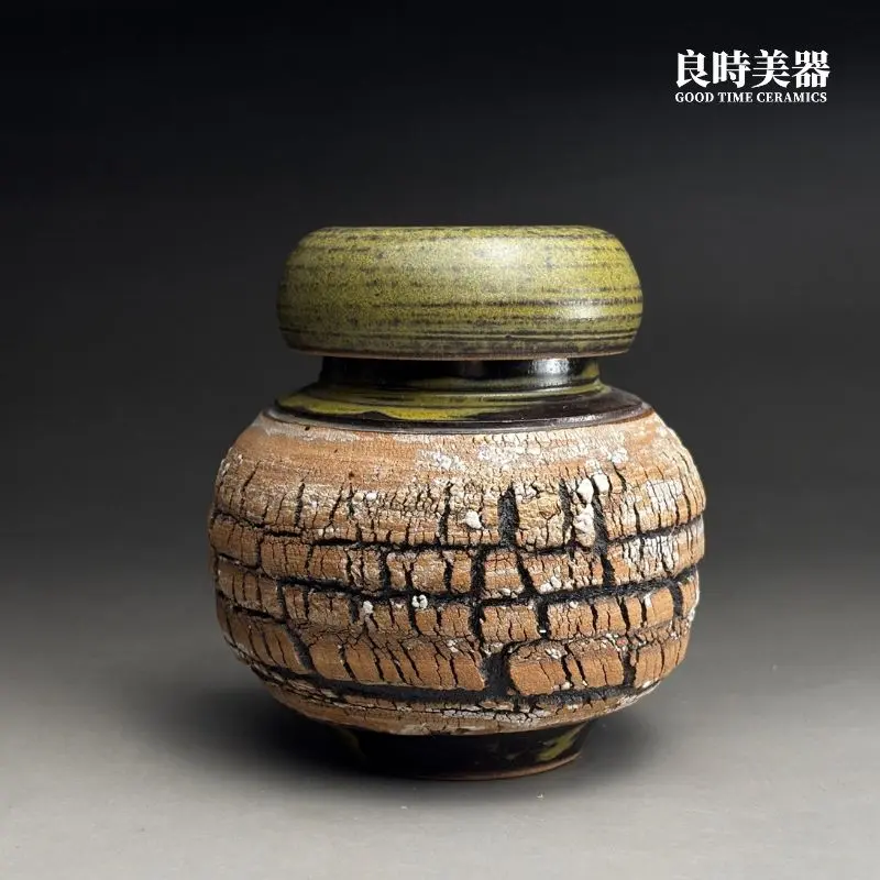 手作橫紋爆裂茶葉罐-仿生老松質感-良時美器