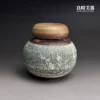 手作蒼翠爆裂紋茶葉罐-良時美器