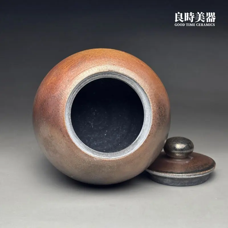 良時美器選物-周聖鈞金銀彩柴燒茶葉罐無釉