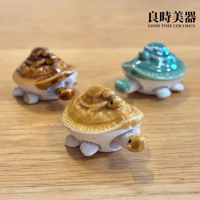 良時美器陶瓷烏龜茶寵-手作復古烏龜擺飾三色現貨合照