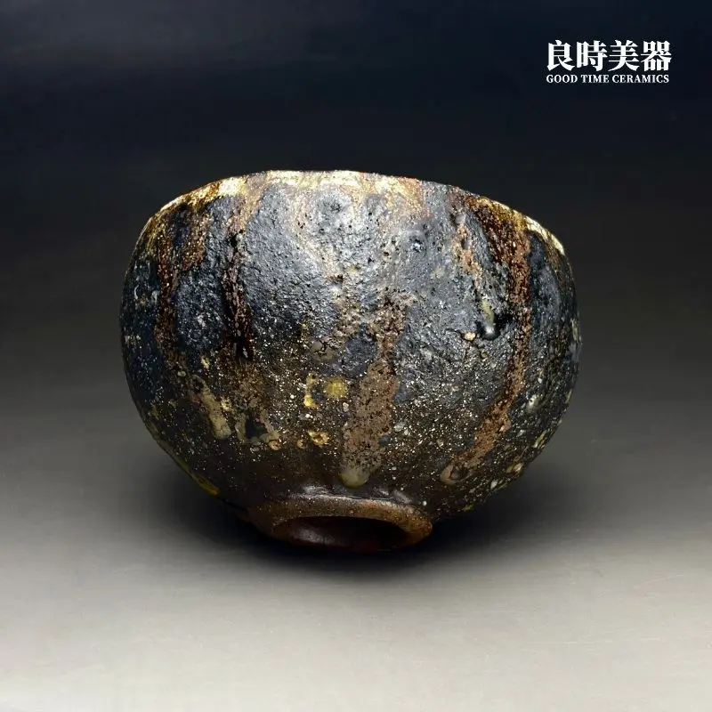 古川子廖志榮早期岩礦大茶碗細節-天然礦石質感