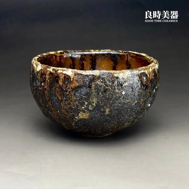 台灣岩礦壺鼻祖古川子手捏茶碗-2002年早期真跡-良時美器