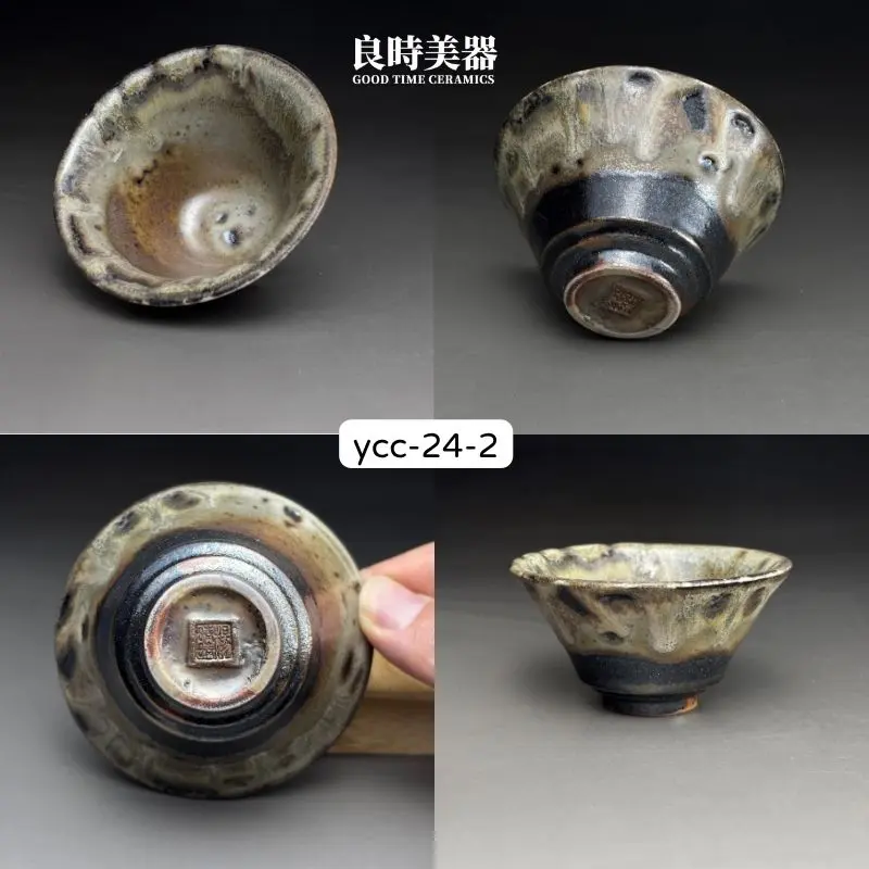 ycc-24-2 台灣名家楊晴晴手作柴燒志野茶杯-YCC-24-1-2正能量主人杯-良時美器
