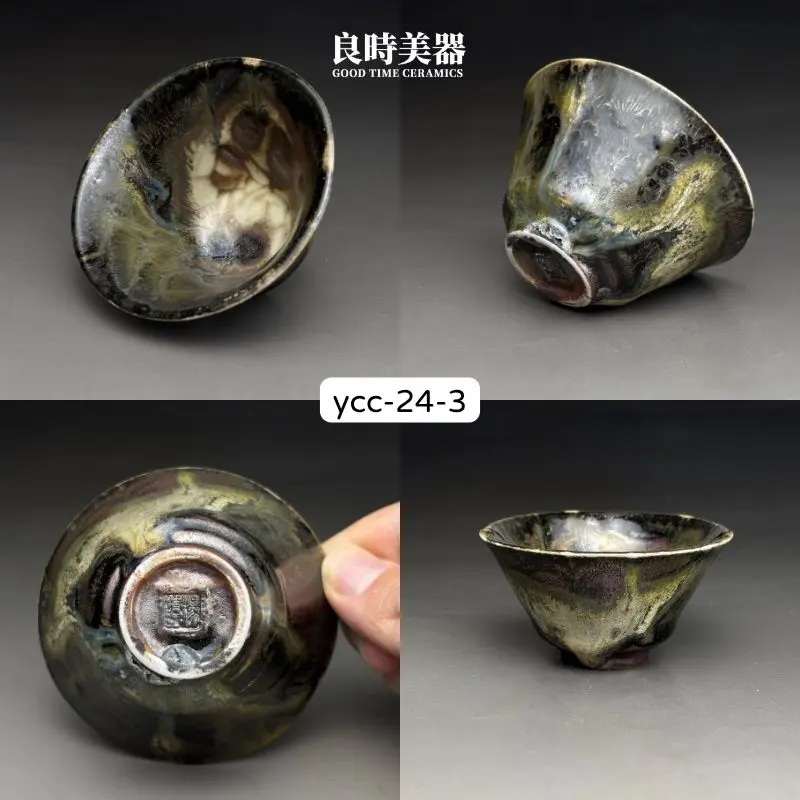 ycc-24-3 台灣名家楊晴晴手作柴燒志野茶杯-YCC-24-1-3正能量主人杯-良時美器