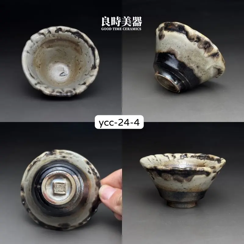 ycc-24-4 台灣名家楊晴晴手作柴燒志野茶杯-YCC-24-1-4正能量主人杯-良時美器
