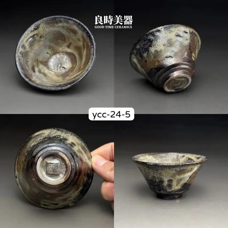 ycc-24-5 (2) 台灣名家楊晴晴手作柴燒志野茶杯-YCC-24-1-5正能量主人杯-良時美器