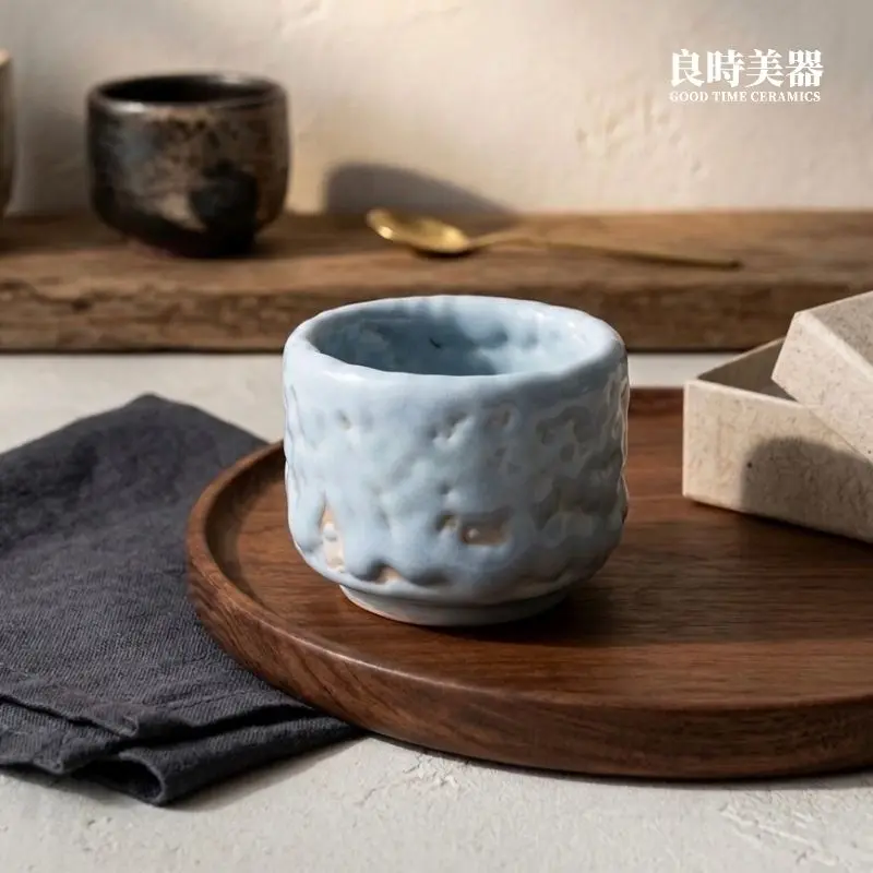 楊晴晴手作鈷藍雪藏志野茶杯-陶塑藝術精品-良時美器