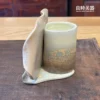 陶瓷筆筒收納深度-手工陶板側視角度-書桌文具收納名片架-良時美器