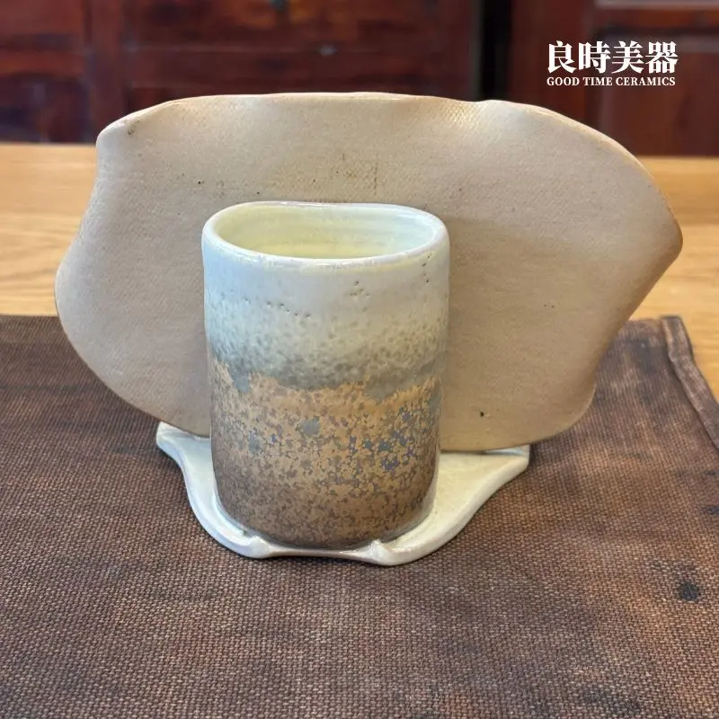 手工陶板背面紋理-陶瓷名片架結構展示-台灣工藝辦公桌裝飾