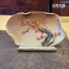 良時美器-手繪陶板名片架筆筒-中式陶瓷擺件-喜上眉梢紅梅名片座