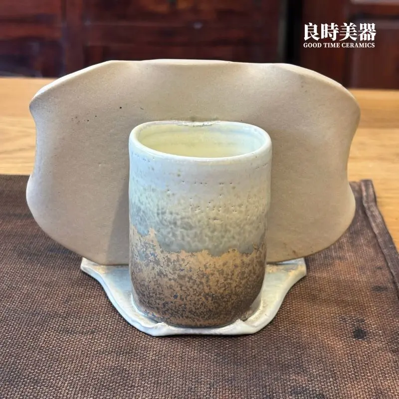 手工陶板背面紋理-陶瓷名片架結構展示-台灣工藝辦公桌裝飾