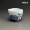 手作汝窯茶杯內壁天青釉面-收口聚香器型展示-hsu-1-34良時美器精品茶盞