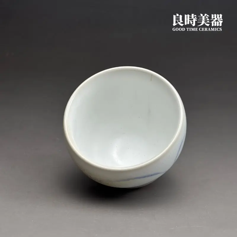 開片汝窯冰裂紋理近拍-許旭倫大師親筆彩繪蓮花線條-hsu-1-34手作孤品