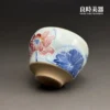開片汝窯冰裂紋理近拍-許旭倫大師親筆彩繪蓮花線條-hsu-1-35手作孤品