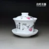 台灣製桃花蓋碗-經典老花色陶瓷茶具推薦-良時美器