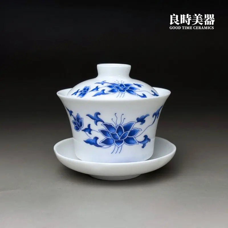 良時美器高端茶具推薦-台灣製經典老瓷器三才蓋碗茶席意境佈置