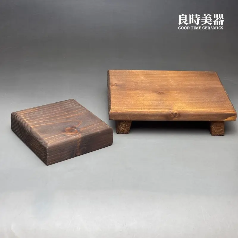 良時美器-手工雲杉木染漆底座-多功能中式擺件展示架推薦-實木托座